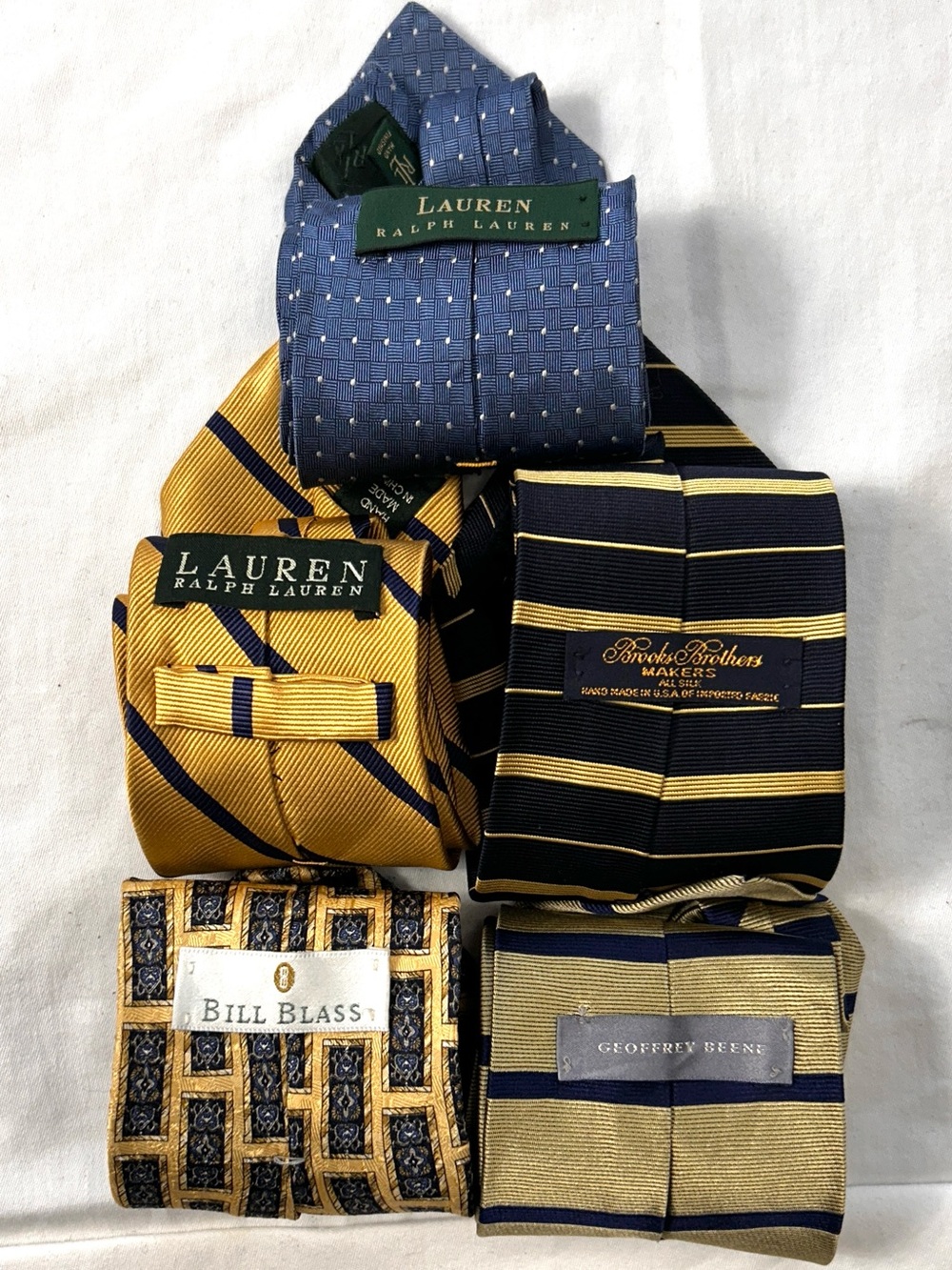 Mens Designer Silk Tie Lot Brooks Brother Ralph Lauren Bill Blass Geoffrey Beene